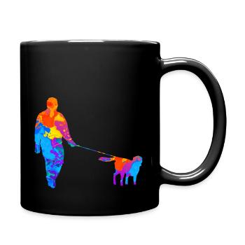 Propriétaire Chien Propriétaire Maîtresse Chien Promenade - Mug uni - noir - Droite