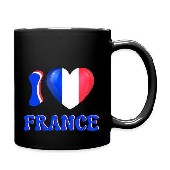 I love France Blue White Red Flag Heart - Full Colour Mug - black - Right