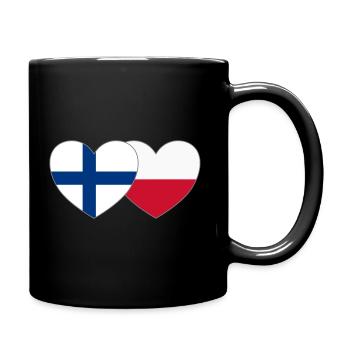 Finlande Pologne Drapeau Cœur - Mug uni - noir - Droite