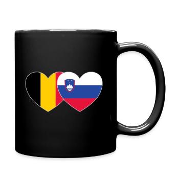 Belgien Slowenien Flagge Herz - Tasse einfarbig - Schwarz - Rechts