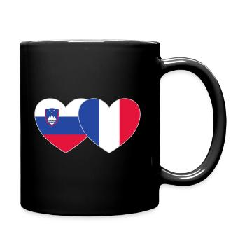 Slowenien Frankreich Flagge Herz - Tasse einfarbig - Schwarz - Rechts