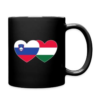 Slowenien Ungarn Flagge Herz - Tasse einfarbig - Schwarz - Rechts