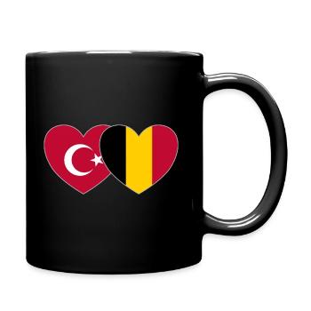 Turquie Belgique Drapeau Coeur - Mug uni - noir - Droite
