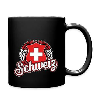 Schweiz - Tasse einfarbig - Schwarz - Rechts
