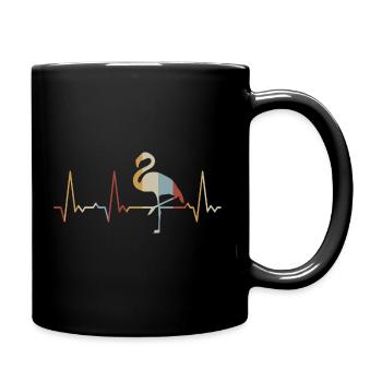 Herzschlag Flamingo - Tasse einfarbig - Schwarz - Rechts
