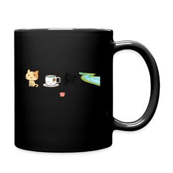 Chat thé la rivière v2 - Mug uni - noir - Droite