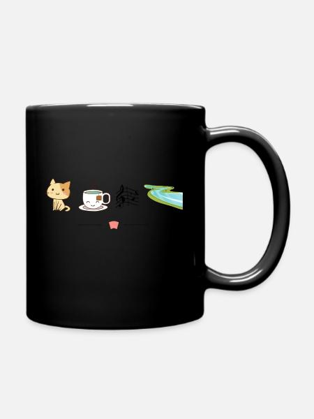 Chat thé la rivière v2 - Mug uni - noir