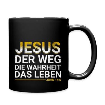 Bibel Vers Jesus der Weg die Wahrheit das Leben - Tasse einfarbig - Schwarz - Rechts