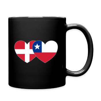 Dänemark Chile Flagge Herz - Tasse einfarbig - Schwarz - Rechts