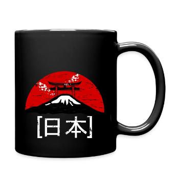Japan Sonne Schriftzug Nihon Torii - 日本 - Tasse einfarbig - Schwarz - Rechts