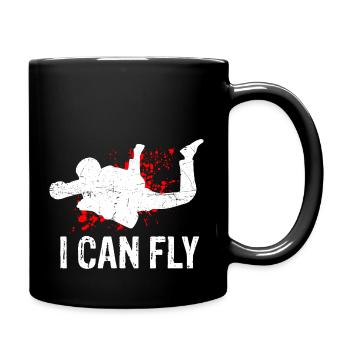 I CAN FLY - Skydive Fallschim Sprung Action Höhe F - Tasse einfarbig - Schwarz - Rechts