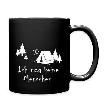 Zelten Ich mag keine Menschen und gehe Zelten - Tasse einfarbig - Schwarz - Rechts