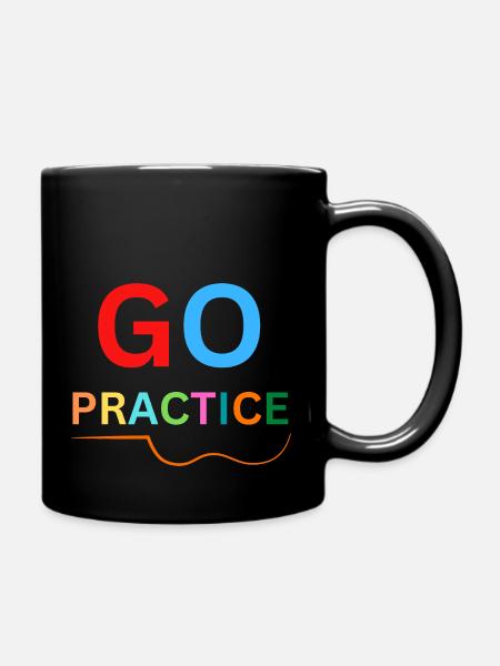 Practice Violin - Go Practice- Rainbow Text - Full Colour Mug - black