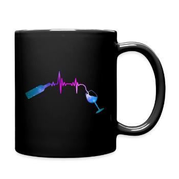 wine Space Heartbeat For wine lover - Full Colour Mug - black - Right