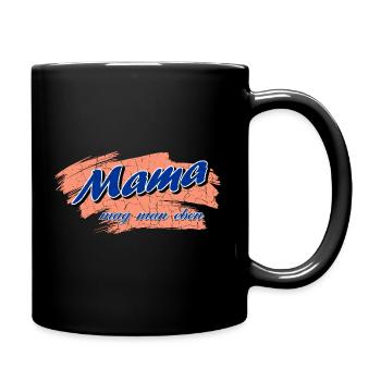 Mama mag man eben - Muttertag vintage - Tasse einfarbig - Schwarz - Rechts