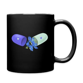 Blumen-Pille - Tasse einfarbig - Schwarz - Rechts