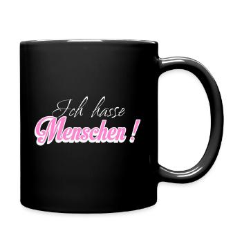 Ich hasse Menschen - Tasse einfarbig - Schwarz - Rechts