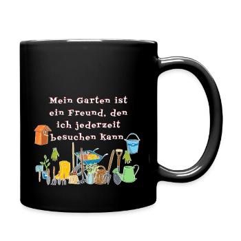 mein Garten ist mein Freund…. - Tasse einfarbig - Schwarz - Rechts