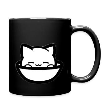 Cozy cat in bowl - Full Colour Mug - black - Right