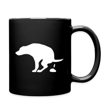 Dog doing his business - Full Colour Mug - black - Right