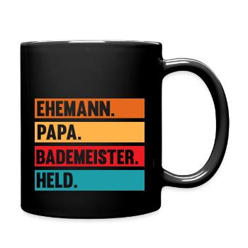 Rettungsschwimmer Papa Vater Bademeister - Tasse einfarbig - Schwarz - Rechts