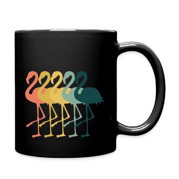Flamant rose Rétro - Mug uni - noir - Droite