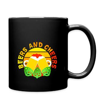 cheers and beers, beer shirts, beer, hops, craft beer - Full Colour Mug - black - Right