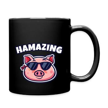 Hamazing PunFunny Pig Porc Joke Humor - Tasse einfarbig - Schwarz - Rechts