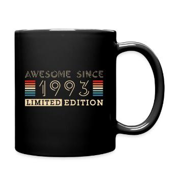 Jahrgang 1993 Baujahr geboren Geburtstag Geschenk - Tasse einfarbig - Schwarz - Rechts