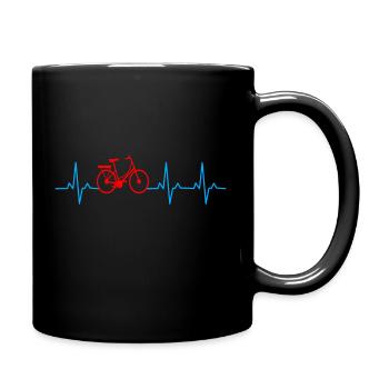 Herzschlag Fahrrad Geschenk Bike - Tasse einfarbig - Schwarz - Rechts