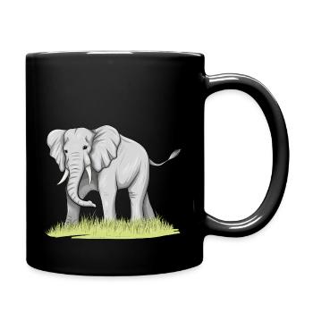 Elefant - Tasse einfarbig - Schwarz - Rechts