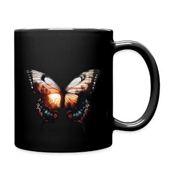 Coucher de soleil papillon dans la nature - Mug uni - noir - Droite