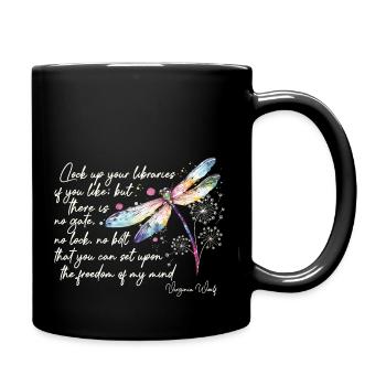 Citation de Virginia Woolf sur le design de la liberté en ivoire - Mug uni - noir - Droite