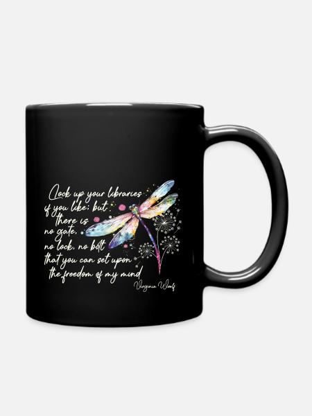 Citation de Virginia Woolf sur le design de la liberté en ivoire - Mug uni - noir