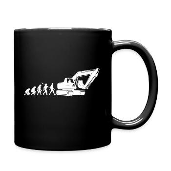 Evolution - Bagger fahren - Baustelle, Bauarbeiter - Tasse einfarbig - Schwarz - Rechts