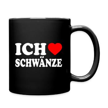 Ich liebe schwänze - Tasse einfarbig - Schwarz - Rechts