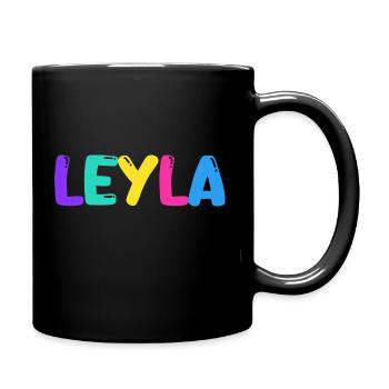 Name - Leyla - Tasse einfarbig - Schwarz - Rechts