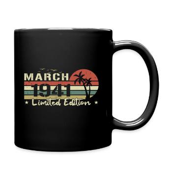 Jahrgang März 83. Geburtstag Geboren 1941 Vibe - Tasse einfarbig - Schwarz - Rechts
