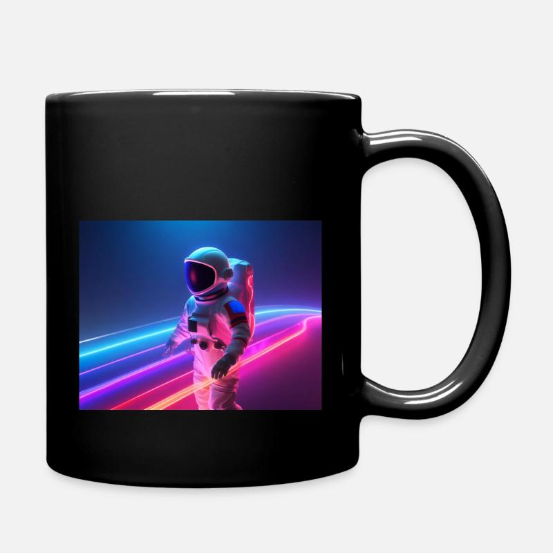 Astronaut regenbogen neon farben - Tasse einfarbig - Schwarz