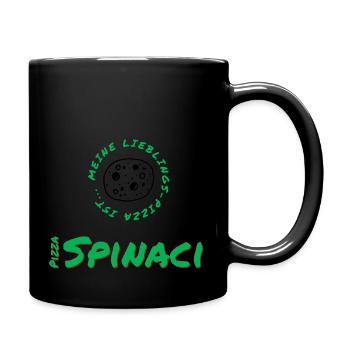 Meine Lieblings-Pizza ist... Pizza Spinat - Tasse einfarbig - Schwarz - Rechts