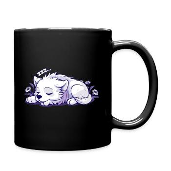 Schlafender Hund - Aufkleber - Tasse einfarbig - Schwarz - Rechts