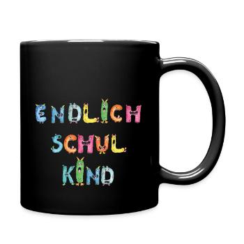 Monster Kids Endlich Schulkind Einschulung - Tasse einfarbig - Schwarz - Rechts
