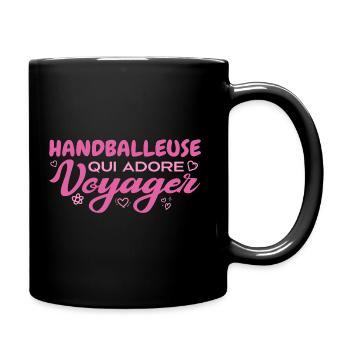 Weltenbummler Handballer mit Reiseleidenschaft - Tasse einfarbig - Schwarz - Rechts