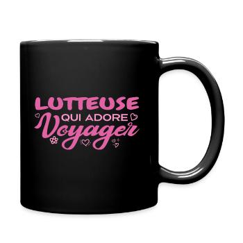 Globetrotting wrestler with a passion for travel - Full Colour Mug - black - Right