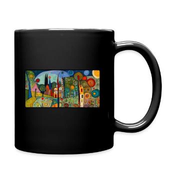 Cubist Celebration of Abstract Shapes - Full Colour Mug - black - Right