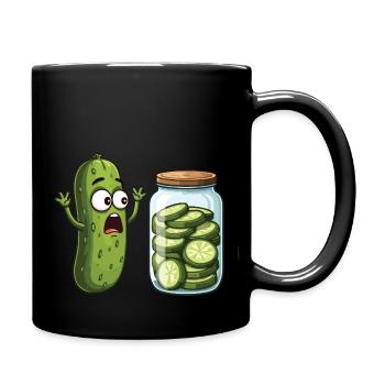 Verängstigte Gurke - Lustiges Gurken-Liebhaber-Geschenk - Tasse einfarbig - Schwarz - Rechts