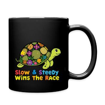 Bezaubernde Blumenschildkröte - Tasse einfarbig - Schwarz - Rechts