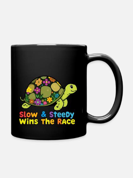 Bezaubernde Blumenschildkröte - Tasse einfarbig - Schwarz