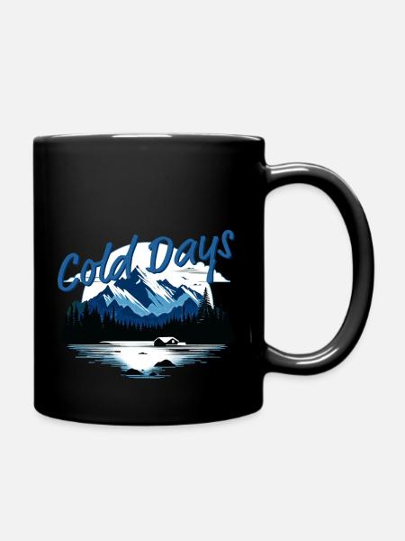 Berghütte Winterszene | Coole Landschaft - Tasse einfarbig - Schwarz