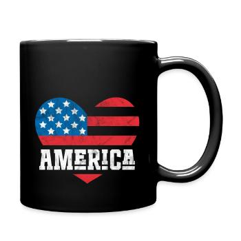 America Flag Heart - Full Colour Mug - black - Right